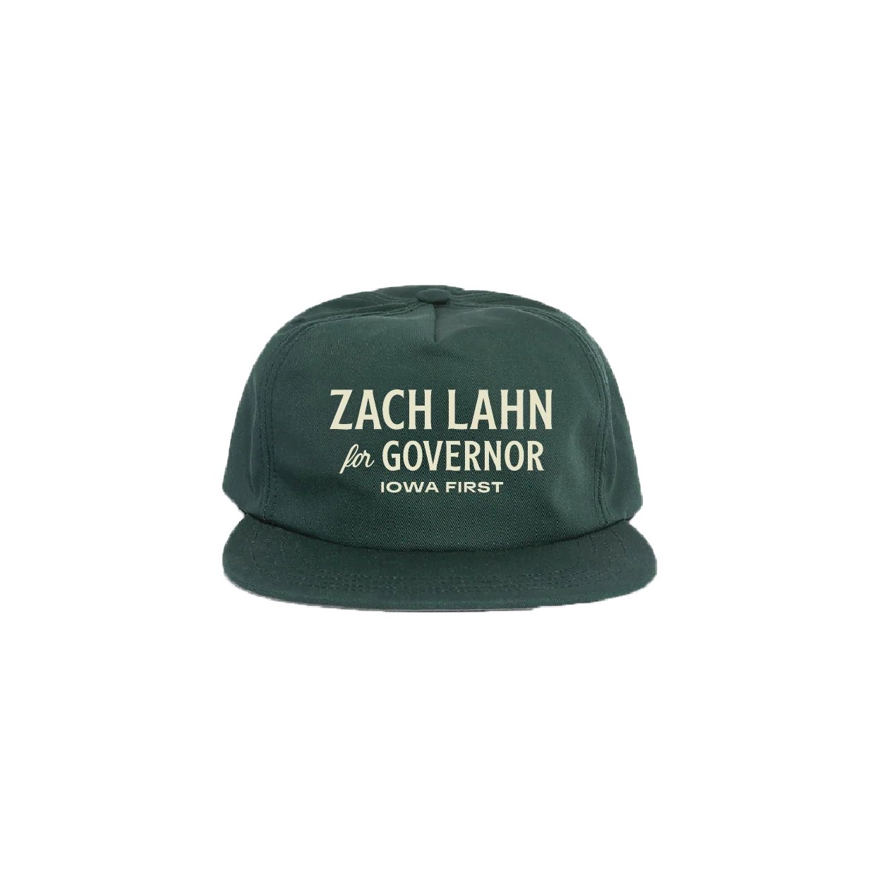 Zach Lahn for Governor campaign hat displaying "Zach Lahn for Governor Iowa First" branding, supporting