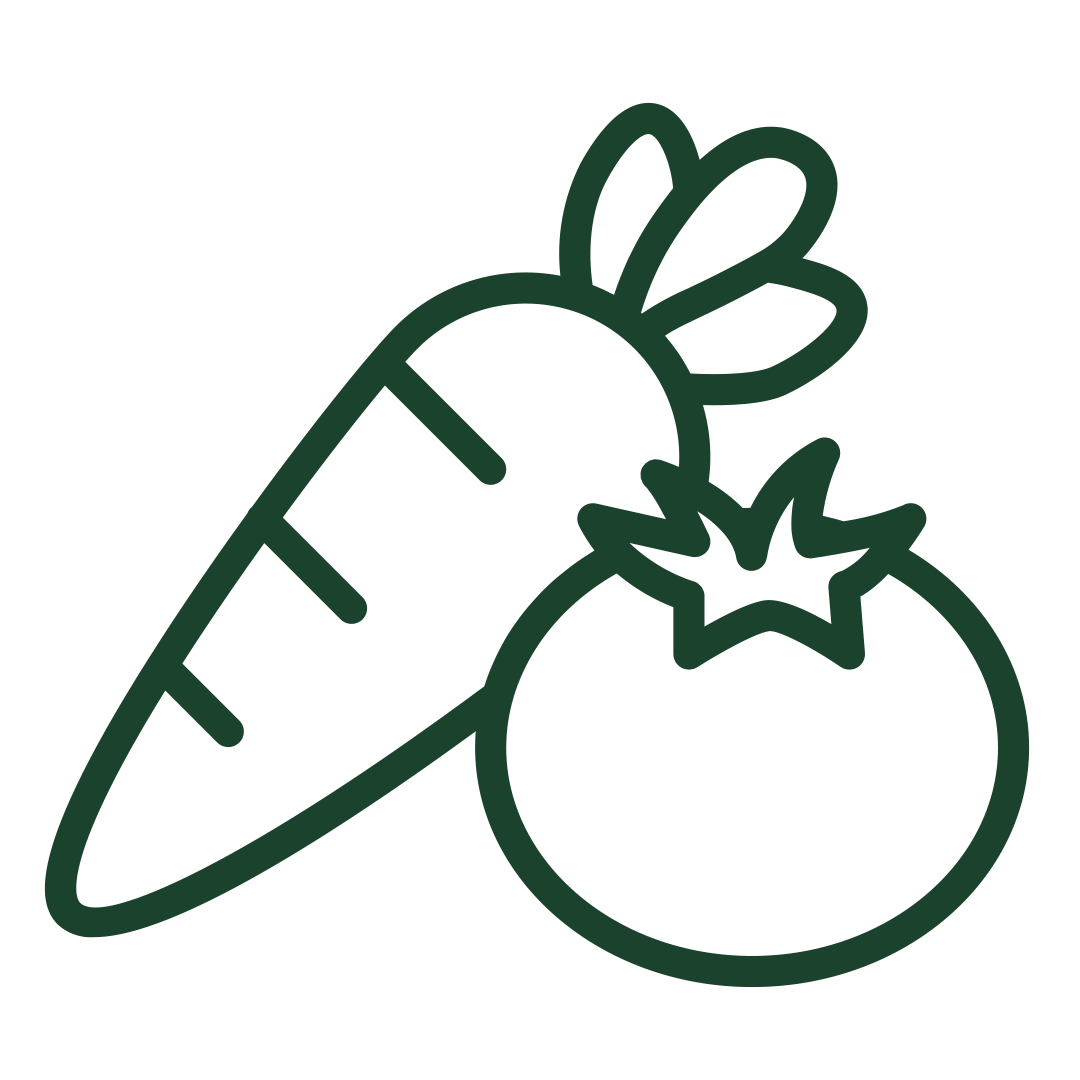 Illustration of a carrot and tomato symbolizing Zach Lahn's plan to expand food freedom